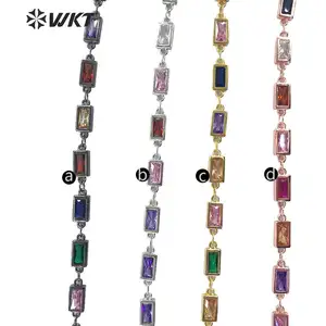 WT-BC122 Mới Nhất Quảng Trường Thời Trang Cubic Zircon Chain Đối Với Phụ Nữ Của Đồ Trang Sức Làm Vòng Đeo Tay Vòng Cổ Bằng Đồng Chuỗi