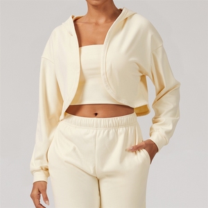 Sweat-shirt de sport en velours pour femme, automne-hiver, transfrontalier, à capuche, pour la course et le fitness, sexy, décontracté, ample et polyvalent - Product Image 5
