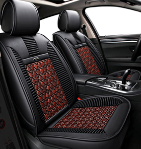 Fundas de Asiento de Coche de Cuero Transpirable Personalizadas con Cuentas de Madera, Compatibles con Airbag, Ajuste Universal para Golf, Mondeo, CC, Summer, Suita - Product Image 2