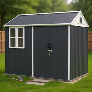 Abri de jardin en métal extra large 8 x 6, gris foncé, revêtement poudré, rangement extérieur pour outils avec portes, fenêtres et aérations - Product Image 2