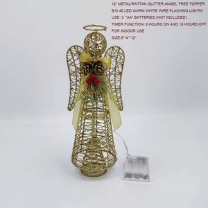 <span class=keywords><strong>Angelo</strong></span> in Ferro e Rattan da 12 Pollici con Luci LED Bianco Caldo e Timer 6 Ore, Decorazioni Natalizie per Interni con Stelle sulla Punta dell'Albero - Product Image 3