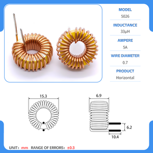 Cuộn cảm hình khuyên tùy chỉnh 5026, lõi đồng, tổn hao thấp, vòng từ màu vàng trắng, lõi bột sắt - Product Image 3