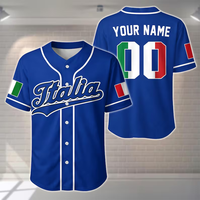 Maßgeschneidertes Baseball-Trikot Italienische Teamfarben-Design mit Emblem-Abzeichen OEM POD Individueller Teamname und Nummer Herren-Sporttrikot
