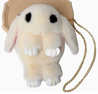Sac à dos en peluche lapin de dessin animé avec pompons en fourrure moelleuse, promotionnel pour femmes, Noël