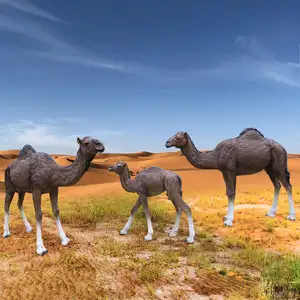 Destek oem büyük reçine el sanatları deve heykel/yaşam boyutu vahşi hayvanlar deve heykeli/çöl partisi 2M deve sahne