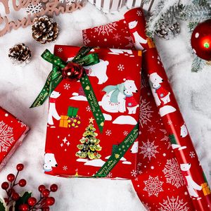 MAYPLUSS Christmas <b>Wrapping</b> <b>Paper</b> 17in X 33ft Red Polar Bear Tree Design Double Side PE Coated Art <b>Paper</b> - Product Image 2