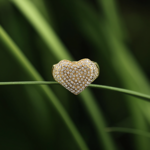 E395-R230-0101G Alloy Micro Pave Heart Shape <b>Cocktail</b> <b>Ring</b> for Unisex Fashionable and Stylish Daily Wear - Product Image 3