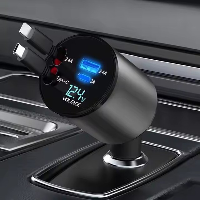 Premium Quality Retractable Charging Cables PD Charge Car Charger Multi-4-in-1 Ports Charging Newest Car Fast Charger