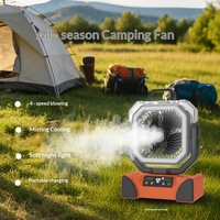 Ventilateur brumisateur d'extérieur avec télécommande, 26 ans d'expérience, ventilateur rafraîchissant à eau, éclairage, grande capacité, longue autonomie de la batterie