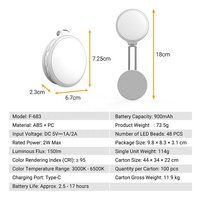 Lampe Selfie Magnétique Portable pour Téléphone, Lumière d'Appoint LED 3 Couleurs 10 Niveaux de Luminosité 900mAh Rechargeable 180° °   Ajustable