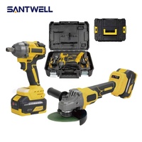 Kit Combinado Profesional de Llave de Impacto Inalámbrica sin Escobillas de 21V y Amoladora Angular, Juego de 2 Herramientas Eléctricas para Taller de Construcción
