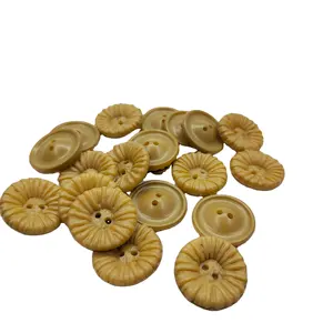 Factory produces 23mm khaki round flower pattern 2-hole plastic ABS custom buttons for clothing