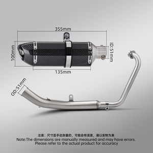Sistema de escape completo para motocicleta Zontes ZT125 U1 ZT125 G1 GK125 GK <span class=keywords><strong>125</strong></span> Z1 <span class=keywords><strong>Z2</strong></span> 2021-2025 con silenciador y tubo de conexión frontal de 51 mm - Product Image 3