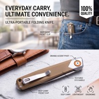 Couteau de poche pliant EDC en acier D2, lame de 80 mm, manche G10 beige, roulement à billes, clip de transport profond pour le camping, la randonnée et les activités de plein air