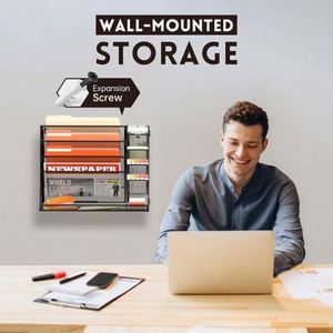 <b>Wall</b> File Organizer 5-Tier Hanging <b>Wall</b> File Organizer with R-shaped Bottom Tray <b>Desk</b> Organizer with 4 Tiers Durable Pen Slots - Product Image 5