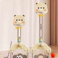 Kartun beruang dalam ruangan berdiri basket mainan bayi terbuat dari plastik ramah lingkungan tahan lama basket Hoop untuk taman kanak-kanak