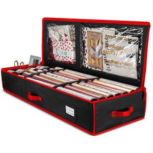 Large Capacity Foldable Christmas Color <b>Plastic</b> and Cloth <b>Storage</b> <b>Bag</b> Premium Dustproof Gift Wrap Organizer for Clothing - Product Image 1