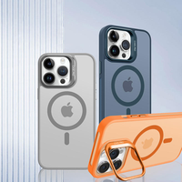 Coques de téléphone portable magnétiques colorées en TPU pour 15 Pro Max avec support de cadre d'appareil photo et protection d'appareil photo