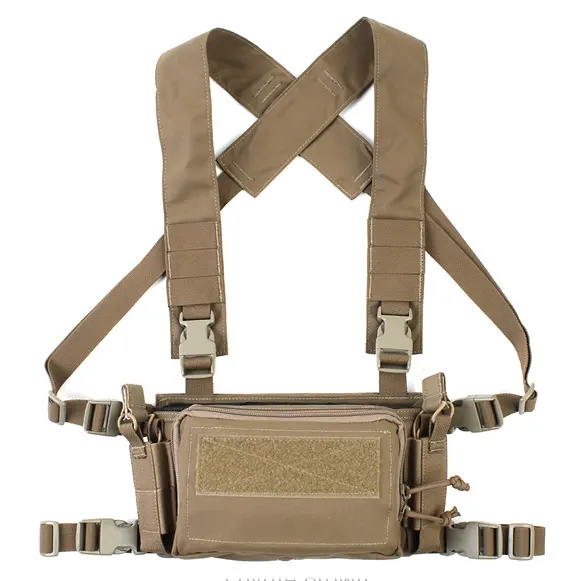 Coyote - Bolsa de nylon para equipamento tático de caça, bolsa de peito estilo D3 com zíper e inserção de revista