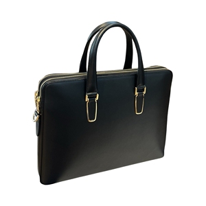 Porte-documents pour homme en cuir véritable de qualité supérieure – Doté d'une élégante et raffinée boucle dorée en cuir de vachette avec fermeture éclair - Product Image 2