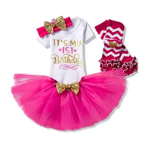 Bebé Gadgets conjuntos de ropa infantil recién nacido Niñas 4 pzas trajes Primer Cumpleaños Tutu