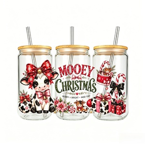 Autocollants de transfert <span class=keywords><strong>3D</strong></span> UV DTF pour artisanat de Noël, motifs de dessins animés, pour gobelets Libbey de 16 oz, imperméables et durables - Product Image 3