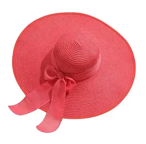 新款设计高品质草帽天然装饰夏季软装太阳草帽沙滩超大女式草帽