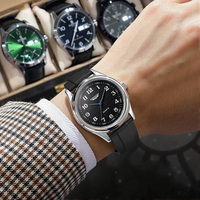 Montre à quartz pour homme BINLIHUAN, boîtier en alliage, bracelet en silicone, verre minéral, étanche 3 BAR, cadran à aiguilles de 40 mm, épaisseur 9 mm