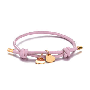 Braccialetto con Charm a Cuore Personalizzabile con Nome, Placcato Oro, Bracciale a Corda per Coppie con Incisione, Regalo d'Amore per Lei, Regolabile - Product Image 4