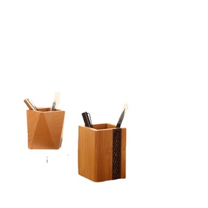<b>Solid</b> <b>Wood</b> Pen Holder Square 11x8x8cm Beech Walnut Office <b>Desk</b> Storage Box Custom Logo Available - Product Image 4