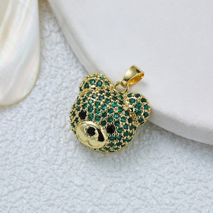 <span class=keywords><strong>Lovestory</strong></span> Colgante Clásico de Oso Adorable Chapado en Oro de 18K con Micro Pavé de Circonitas Cúbicas, Componentes de Joyería para Ocasiones Festivas de Mujer - Product Image 3