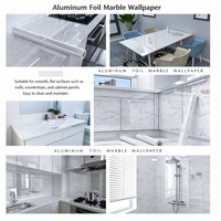 Autocollant mural en marbre, film en aluminium PET auto-adhésif, imperméable, résistant à l'huile et à la chaleur, pour comptoir de cuisine