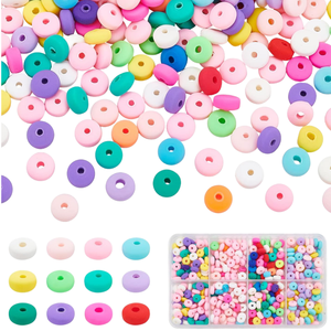 ลูกปัดดินโพลิเมอร์ขนาด 6 มม. จำนวน 450 ชิ้น ลูกปัดทรงรอนเดลล์ ลูกปัดเฮชิ 12 สี ชุดลูกปัดดิสก์ไวนิลสีคอตตอนชูการ์ - Product Image 1