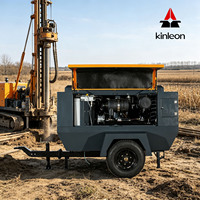 Kompresor Udara Sekrup Bertenaga Mesin Diesel Mobile 375 CFM 200 PSI Pelumas Injeksi Oli Motor Udara Portabel