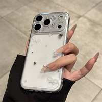 Coque de téléphone transparente en PC rigide avec strass, perles et nœud papillon pour iPhone 18 Pro Max, design personnalisé, style féminin, compatible iPhone 17