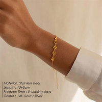 Gelang Nama Pribadi EManco untuk Wanita dan Remaja Putri, Rantai Baja Anti Karat, Liontin Huruf yang Dapat Disesuaikan, Gelang Pesona Unik, Perhiasan Kustom