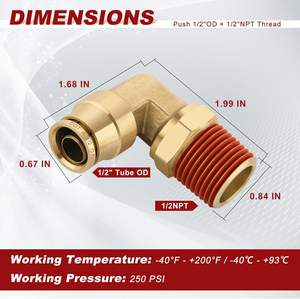 ALITAIR Coude pivotant à 90 degrés homologué DOT, adaptateur de ligne de frein à air 1/2" DE x 1/2" filetage NPT, <span class=keywords><strong>kit</strong></span> de <span class=keywords><strong>suspension</strong></span> <span class=keywords><strong>pneumatique</strong></span> - Product Image 5