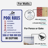 Juego de Letreros Metálicos con Reglas de Piscina Vintage, Decoración Retro para Pared de Piscina, Patio Trasero y Área de Piscina