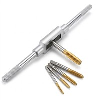 Jeu de 8 tarauds manuels HSS M3-M12 revêtus d'étain, tarauds métriques avec clé à poignée en T réglable, kit d'outils de filetage