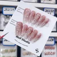 Vente en gros 10 Pcs Ongles à presser en acrylique de luxe faits à la main Ongles artificiels faits à la main au design complet