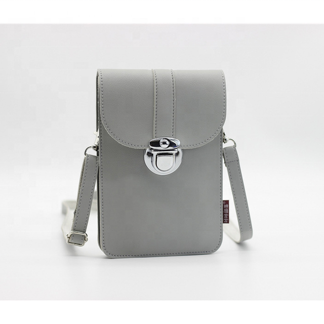 Customizes PU Leather Mini Phone Pouch Sling Bags Women Handbags Ladies Touch Screen Crossbody Phone Bag