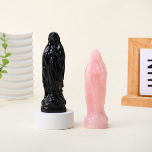 Esculturas de Cristal Curativas, Piedra Natural Obsidiana, Cuarzo Rosa, Escultura de la Virgen María en Cristal para Decoración - Product Image 3