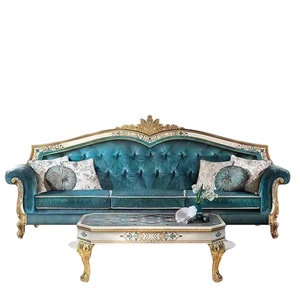 Design italien luxe européen classique <span class=keywords><strong>Louis</strong></span> canapé sectionnel en bois ensemble élégant coquille marqueterie bois massif tissu salle à manger - Product Image 2