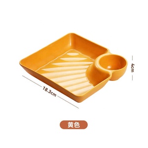 Plato de Gyoza Estilo Japonés con Plato para Vinagre, Plato Cuadrado Creativo para Dim Sum, Plato de Gyoza para Cena - Product Image 2