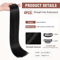 Extensions de cheveux à clipser de 24 pouces, 6 pièces, 140g, postiche synthétique épais pour tête entière, résistant à la chaleur, ondulations naturelles, pour femmes, vente en gros