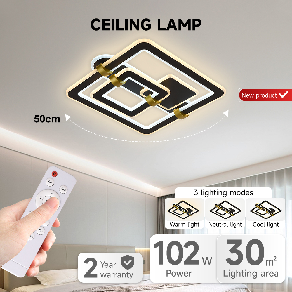 Factory ODM/OEM Indoor Acrylic Ceiling Lamp Living Room Bedroom Surface Mount 102W Remote Control Modern Smart Led Ceiling Light