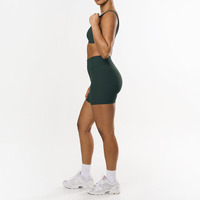Short de cyclisme côtelé taille haute pour femme fermeture à la taille élastique en nylon souple extensible respirant Logo personnalisé short de yoga pour vélo