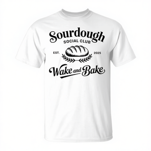 Camiseta Sourdough Social Club Wake And Bake Bread Lover, camiseta promocional blanca para hombre - Product Image 2