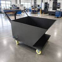 Carro de transporte industrial motorizado basculante para chatarra metálica, troquelado y residuos de máquinas CNC, para taller
