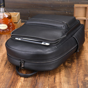 Factory Drop Shipping Low Price <strong>Black</strong> Full Grain Leather Business <strong>School</strong> Back Pack Real Cowhide Genuine Leather Laptop <strong>Backpack</strong> - Product Image 4